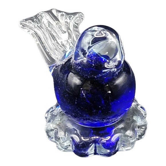 Vintage Snowflakes Blown Glass Bluebird - Picture 5 of 9